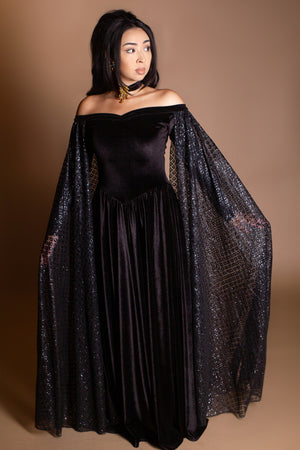 Althea Velvet Glitter Capelet Dress