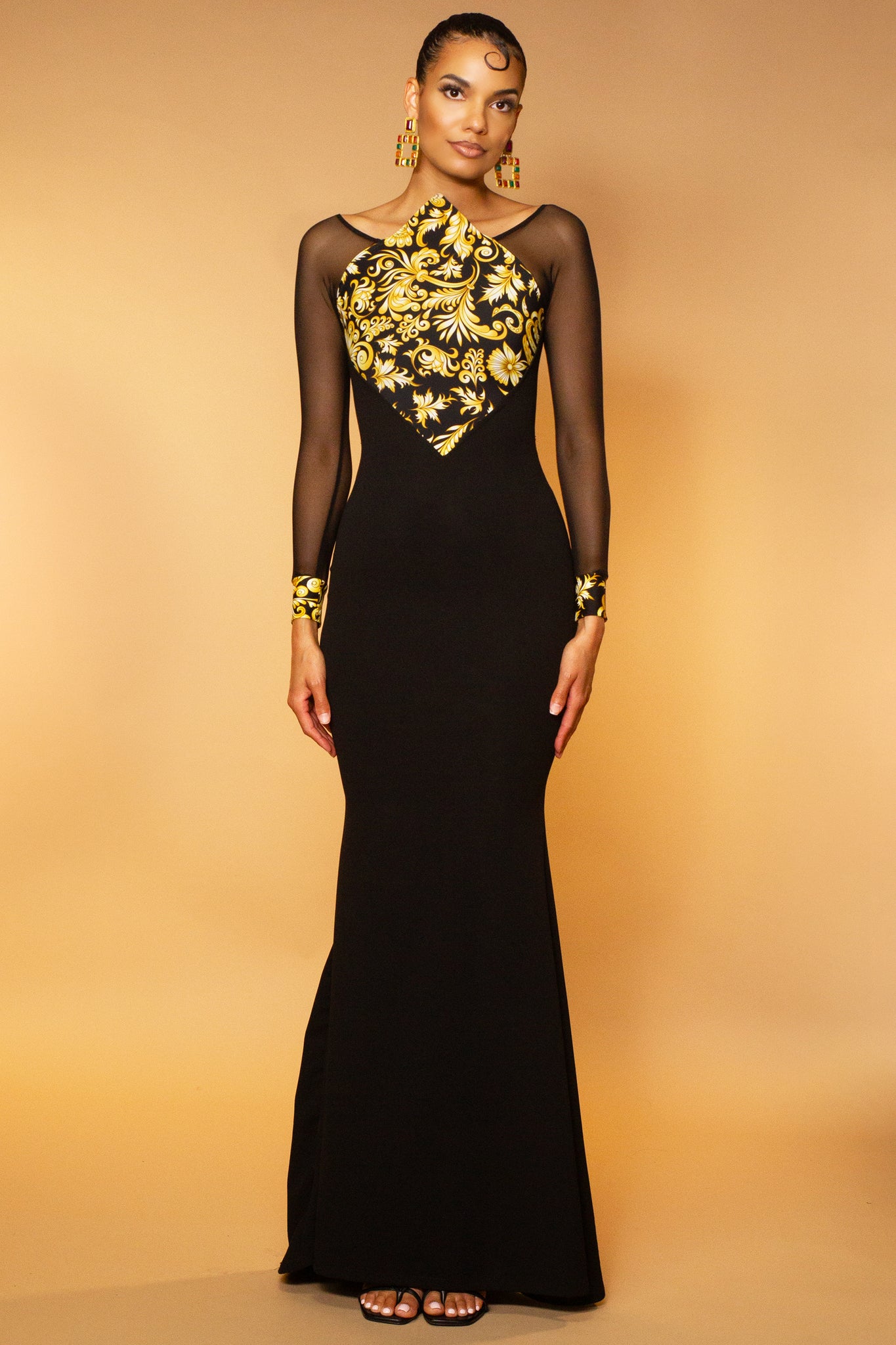 Ivana Golden Scrolls Gown