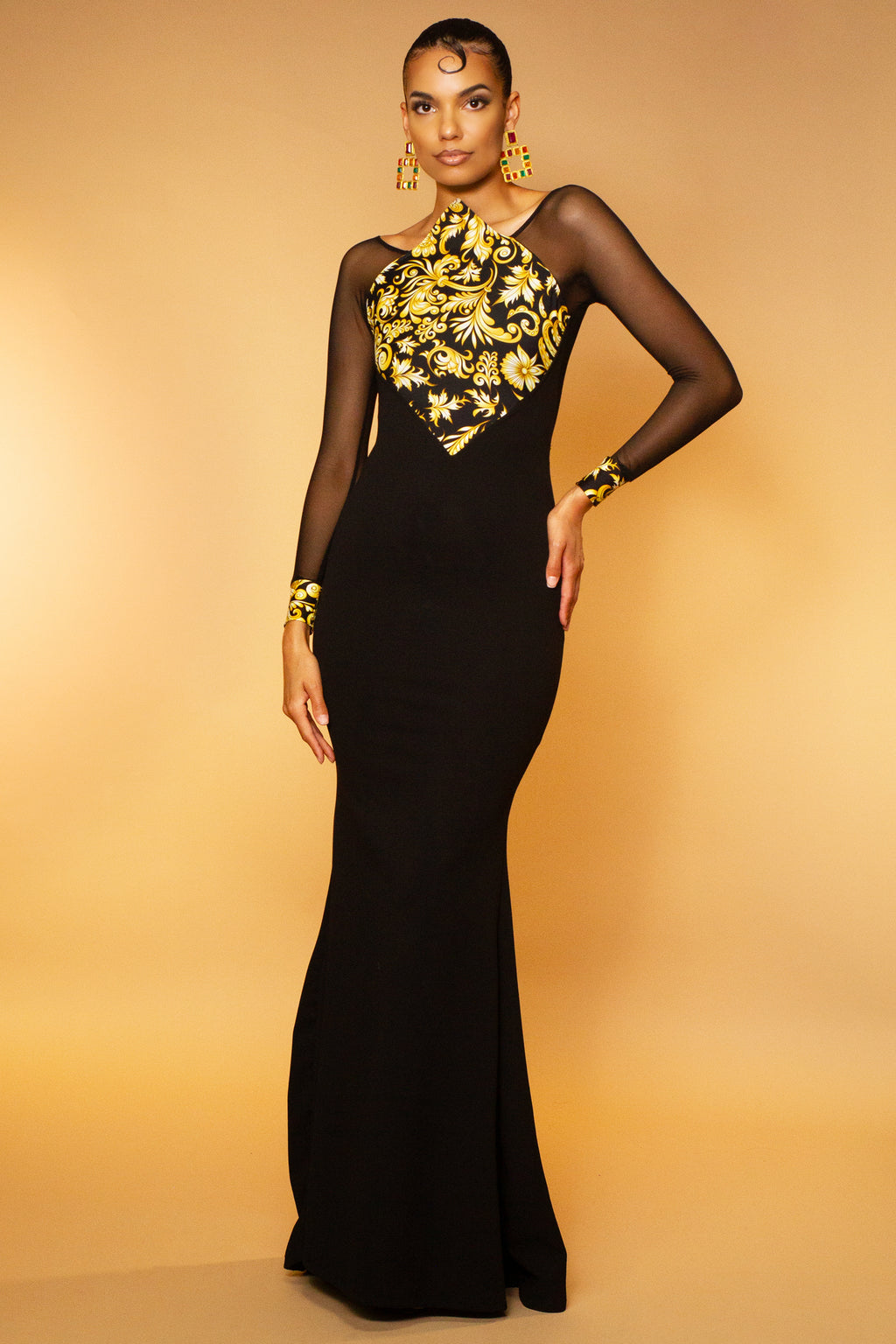 Ivana Golden Scrolls Gown