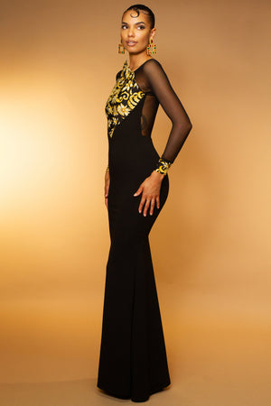 Ivana Golden Scrolls Gown