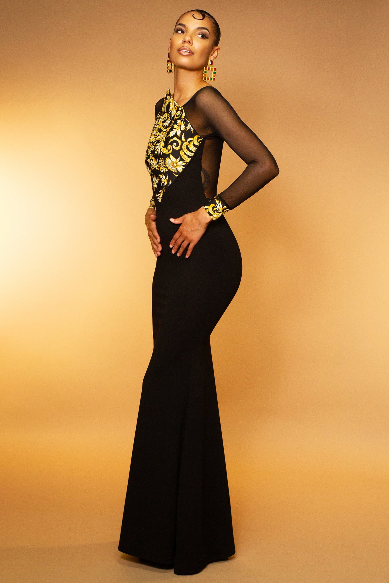 Ivana Golden Scrolls Gown