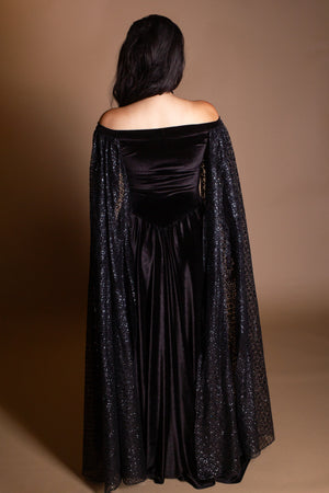 Althea Velvet Glitter Capelet Dress