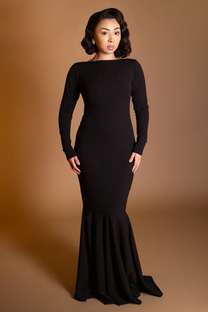Noir Crepe Mermaid Dress