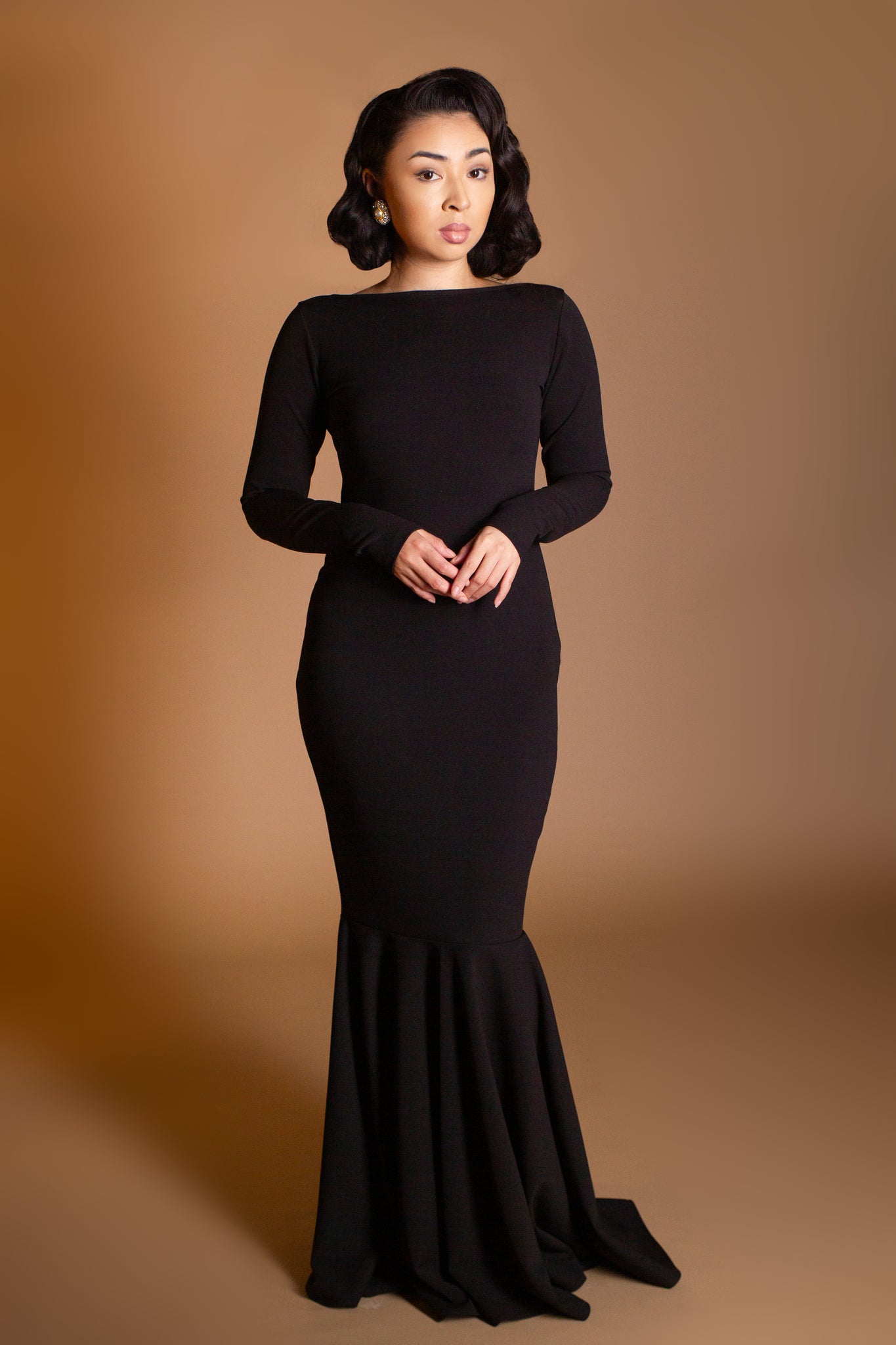 Noir Crepe Mermaid Dress