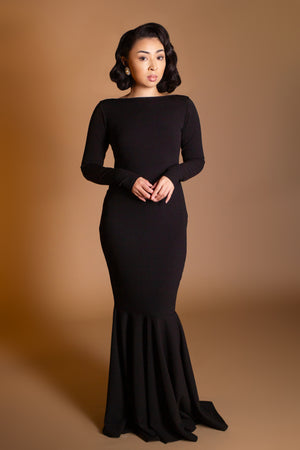 Noir Crepe Mermaid Dress