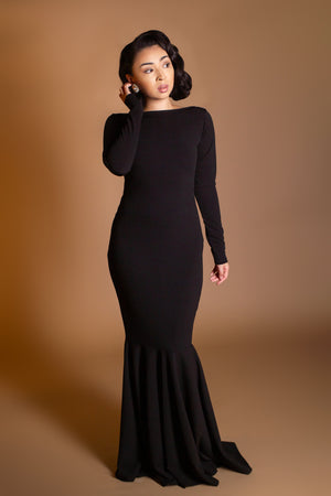 Noir Crepe Mermaid Dress