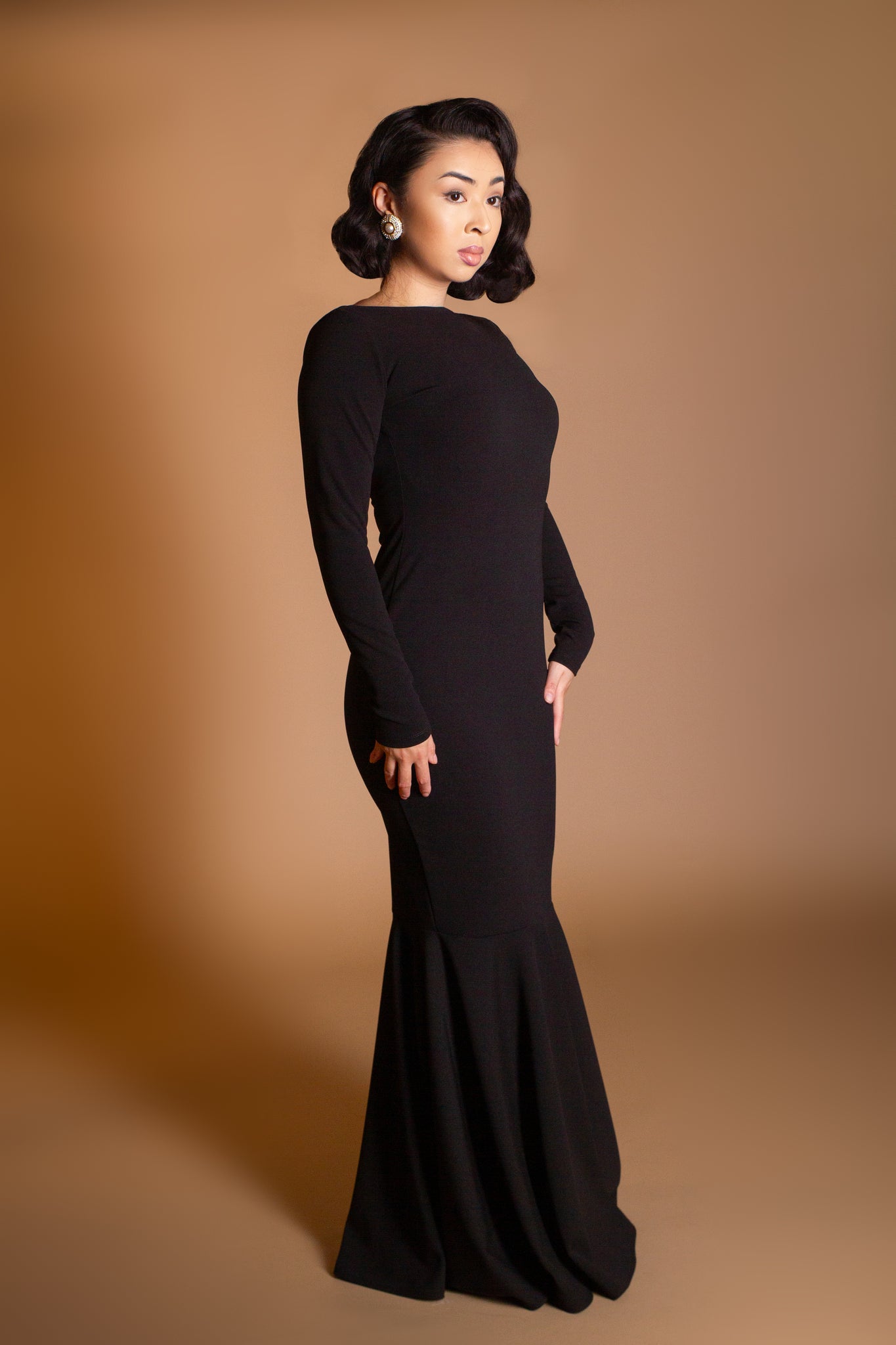 Noir Crepe Mermaid Dress