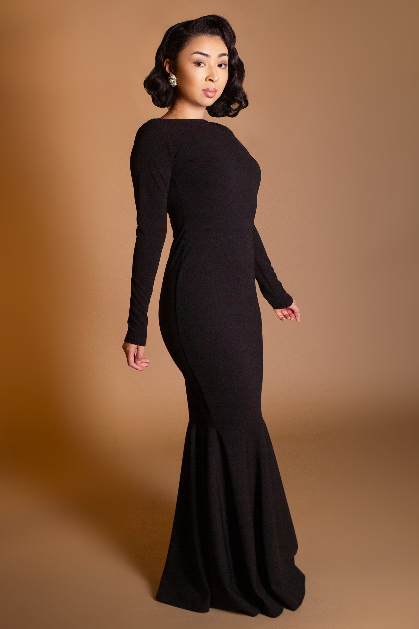 Noir Crepe Mermaid Dress