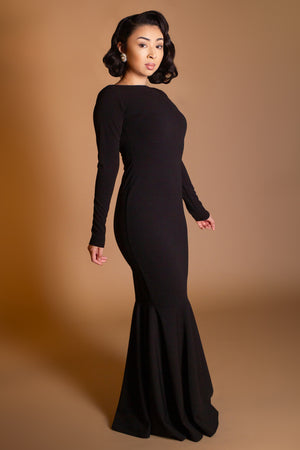 Noir Crepe Mermaid Dress