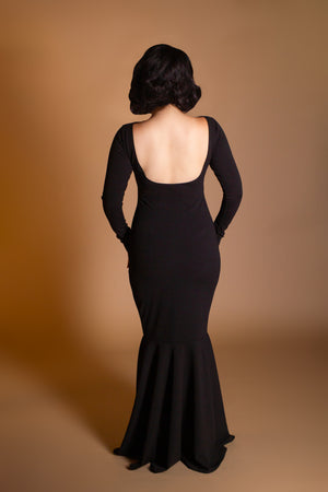 Noir Crepe Mermaid Dress