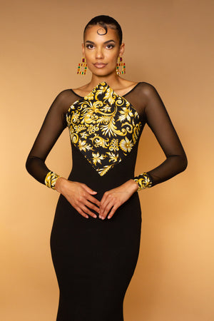 Ivana Golden Scrolls Gown