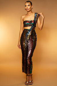 Starlight Sash Skirt & Bandeau Sequin Set