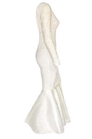 Vanna Off White Lace Taffeta Mermaid