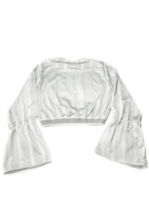 Astrid Silver Metallic Mesh Crop Top