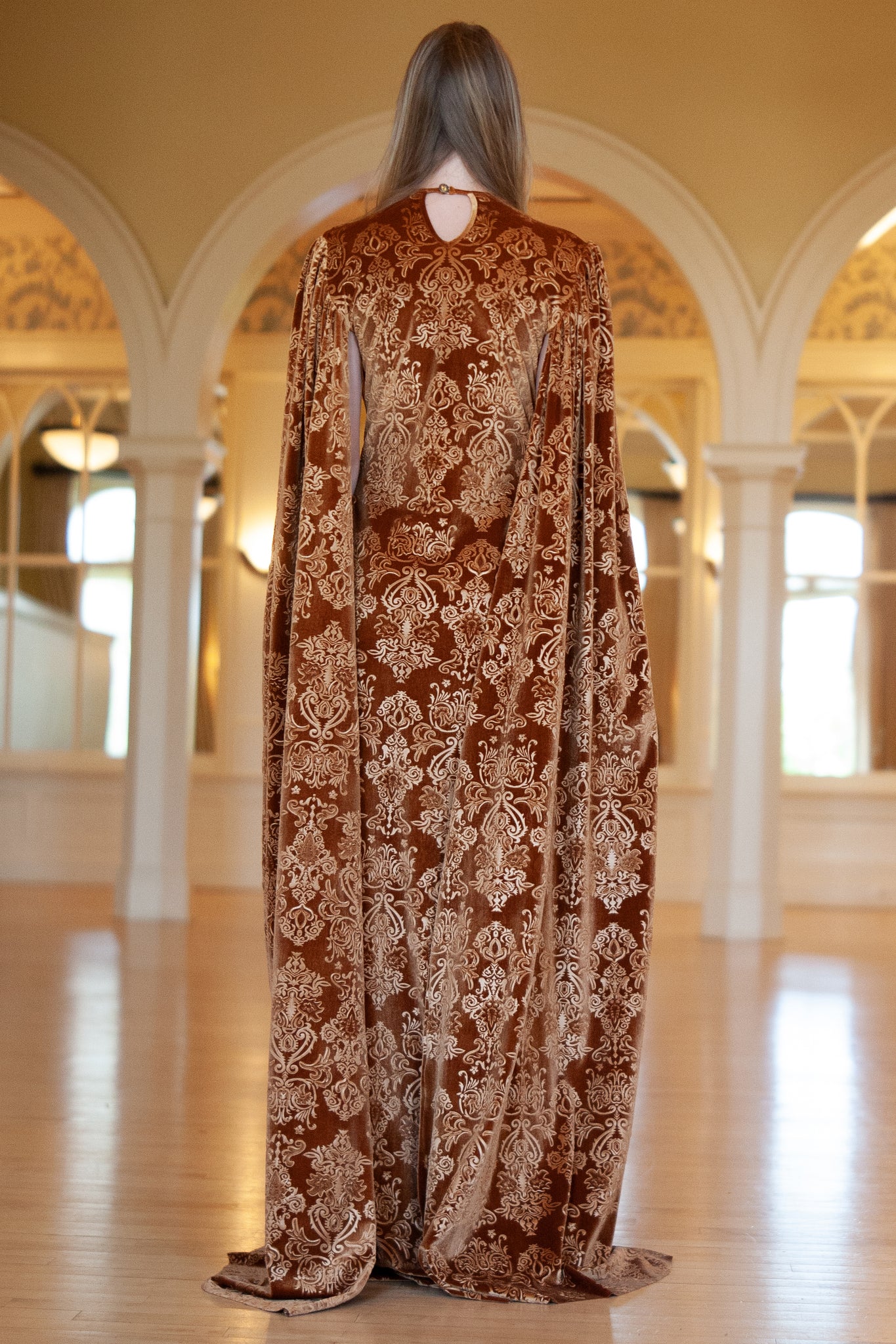 Arabella Embossed Bronze Velvet Gown