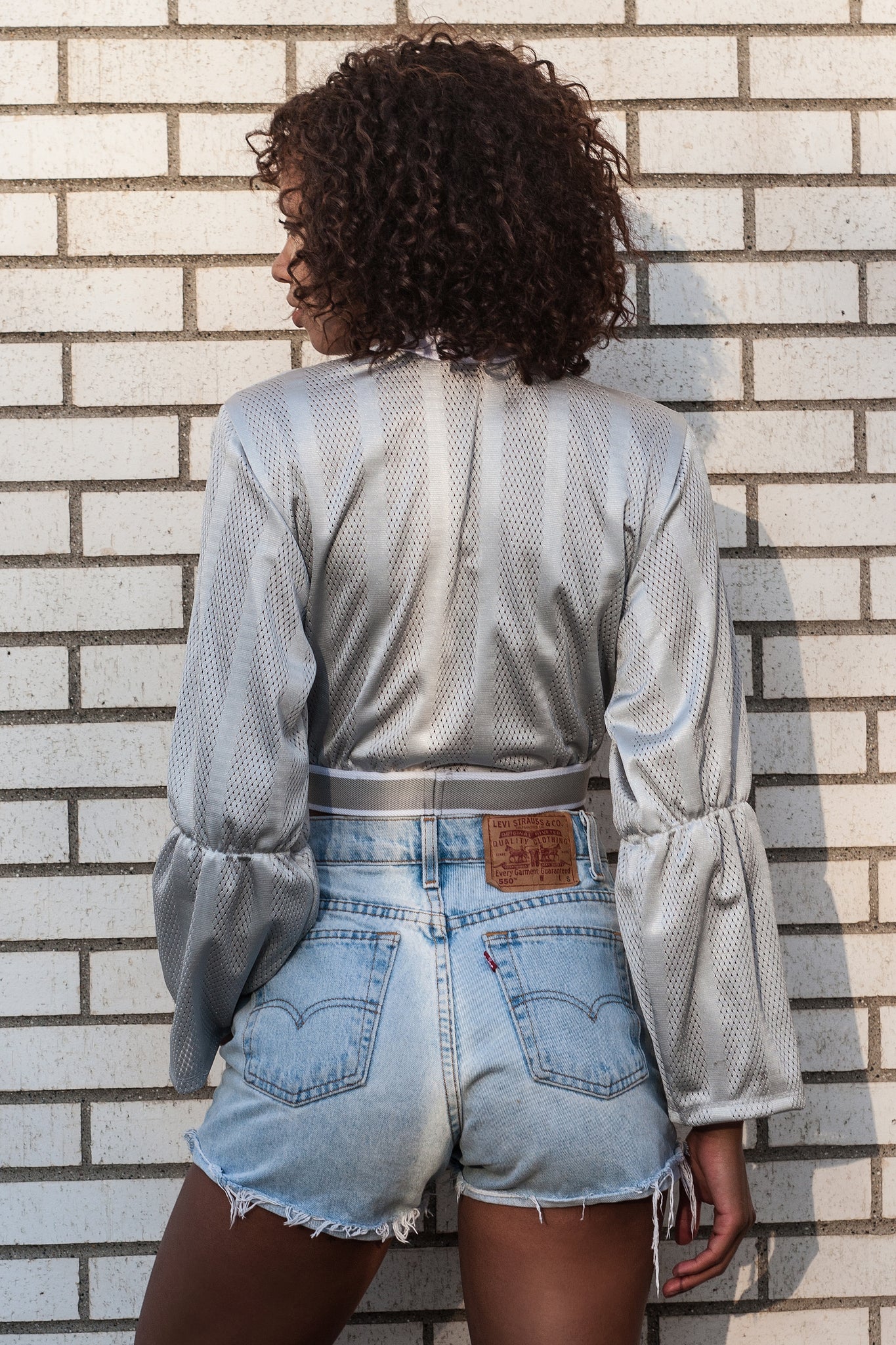 Astrid Silver Metallic Mesh Crop Top