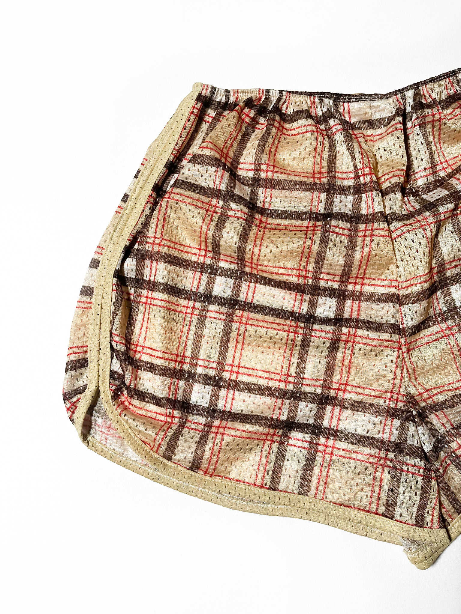 Marvin Plaid Highwaist Mesh Ringer Shorts