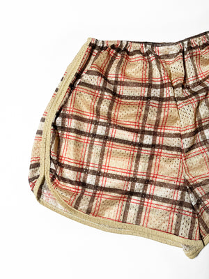 Marvin Plaid Highwaist Mesh Ringer Shorts