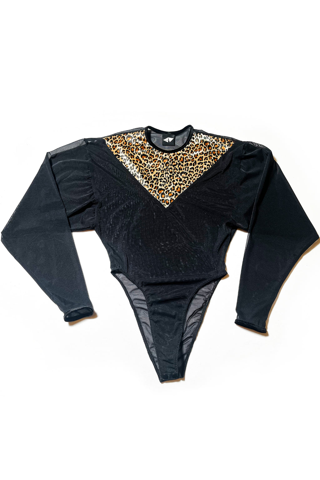 Sheneé Leopard Satin & Mesh Bodysuit