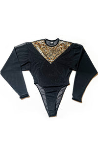 Sheneé Leopard Satin & Mesh Bodysuit